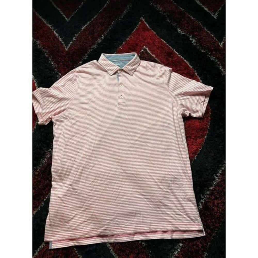 johnnie-O Warwick‎ Striped Featherweight Performance Polo Sun Kissed Size XL